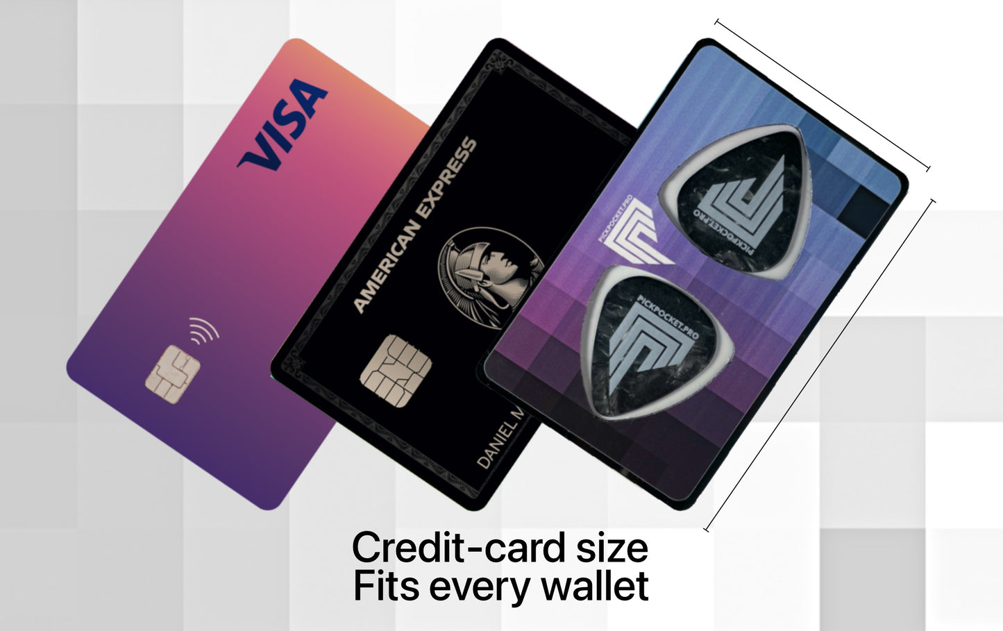 PickPocket Card | Dark design | Credit-card size guitar pick holder | The best way to carry your guitar picks | Best gift for guitar players